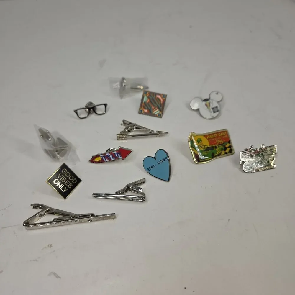 Vtg Tie Clips Tacs Pins Lot Mens Business Workwear Funny Nerd Fashion